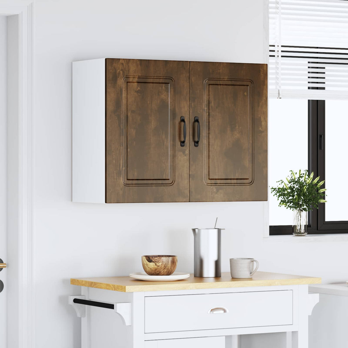 Kitchen Wall Cabinet "Kalmar" Smoked Oak Engineered Wood