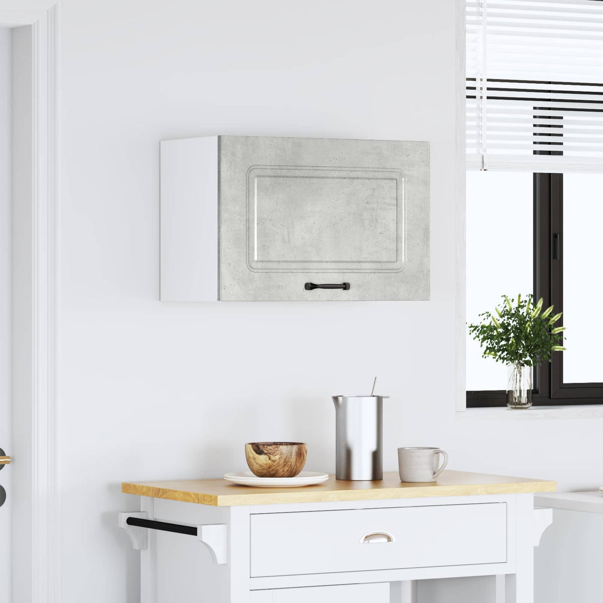 Kitchen Wall Cabinet "Kalmar" Concrete Grey Engineered Wood