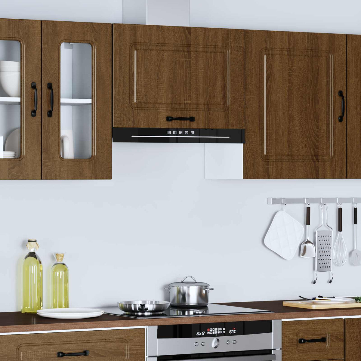 Kitchen Wall Cabinet "Kalmar" Brown Oak Engineered Wood