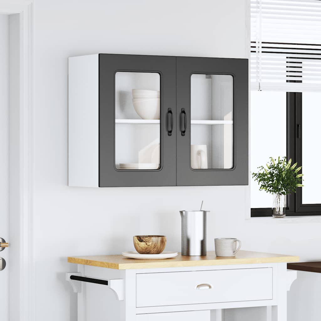 vidaXL Kitchen Wall Cabinet with Glass Door Kalmar Black Engineered Wood