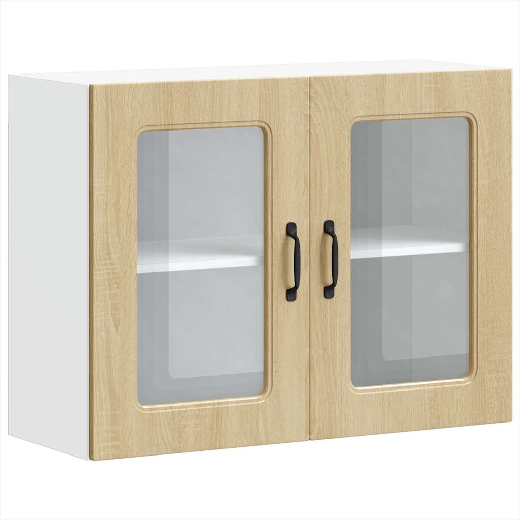 Kitchen Wall Cabinet with Glass Door "Kalmar" Sonoma Oak