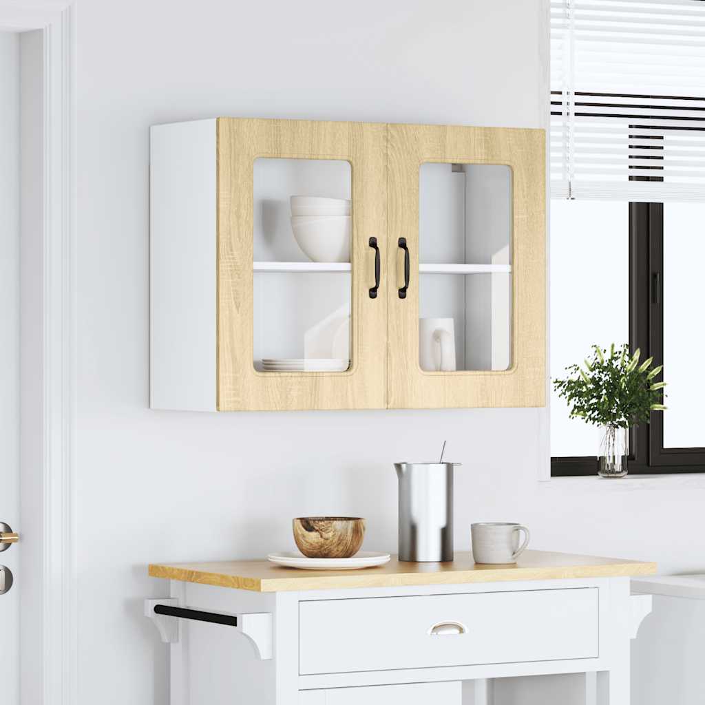 vidaXL Kitchen Wall Cabinet with Glass Door Kalmar Sonoma Oak Engineered Wood