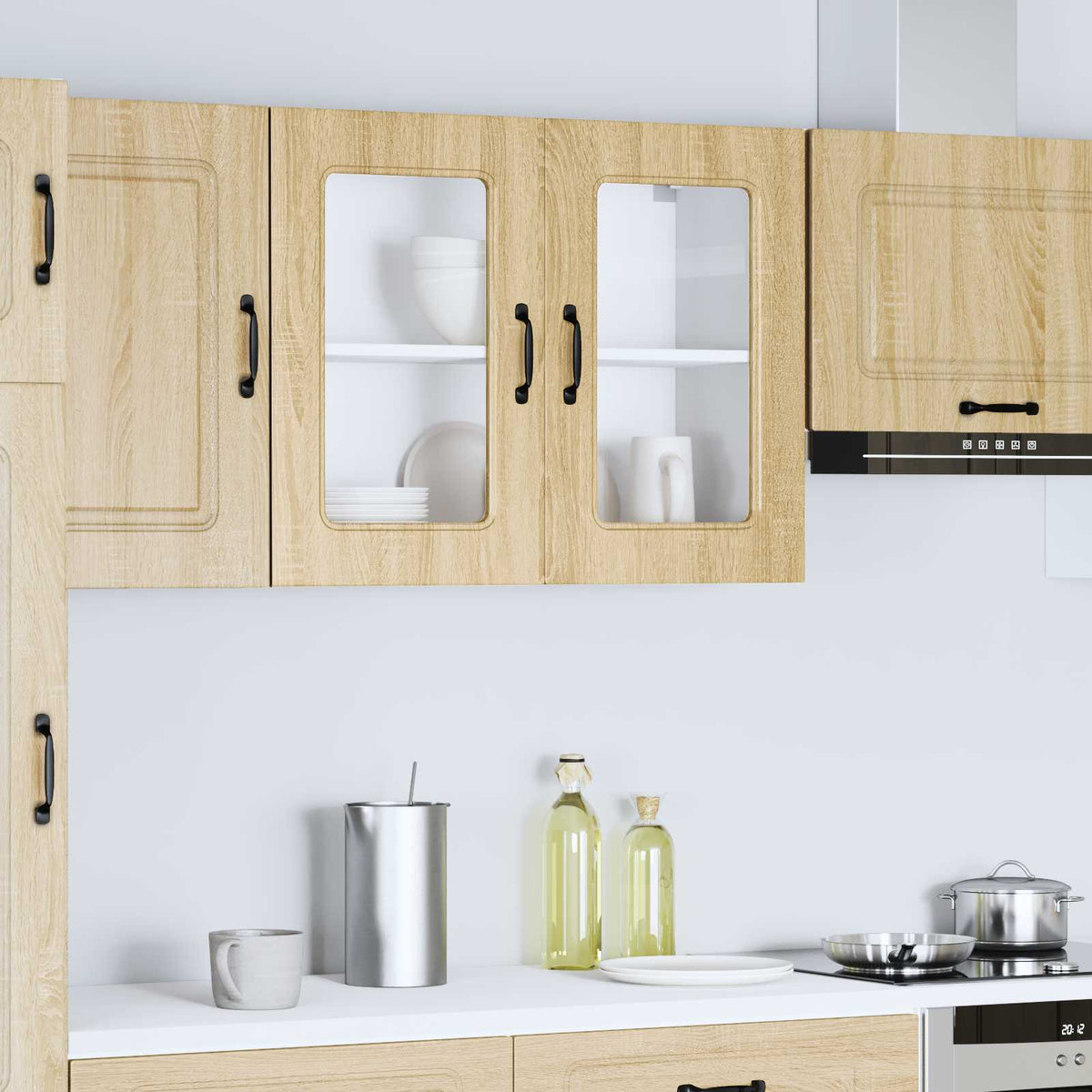 Kitchen Wall Cabinet with Glass Door "Kalmar" Sonoma Oak