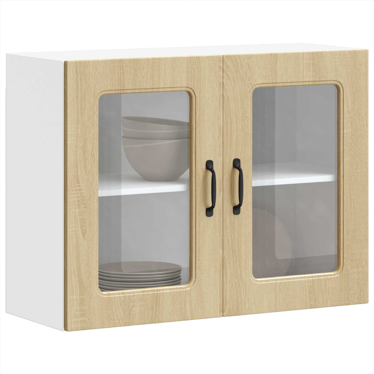 Kitchen Wall Cabinet with Glass Door "Kalmar" Sonoma Oak