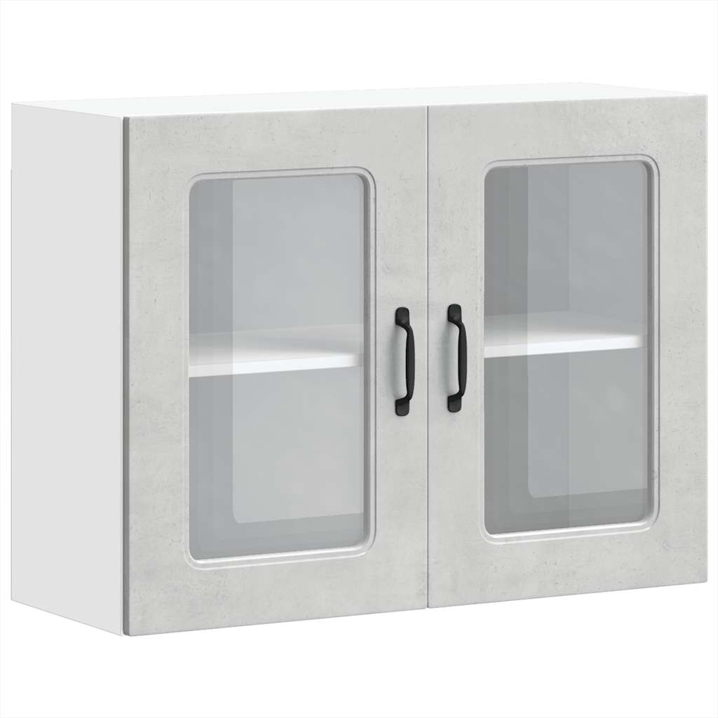 Kitchen Wall Cabinet with Glass Door "Kalmar" Concrete Grey