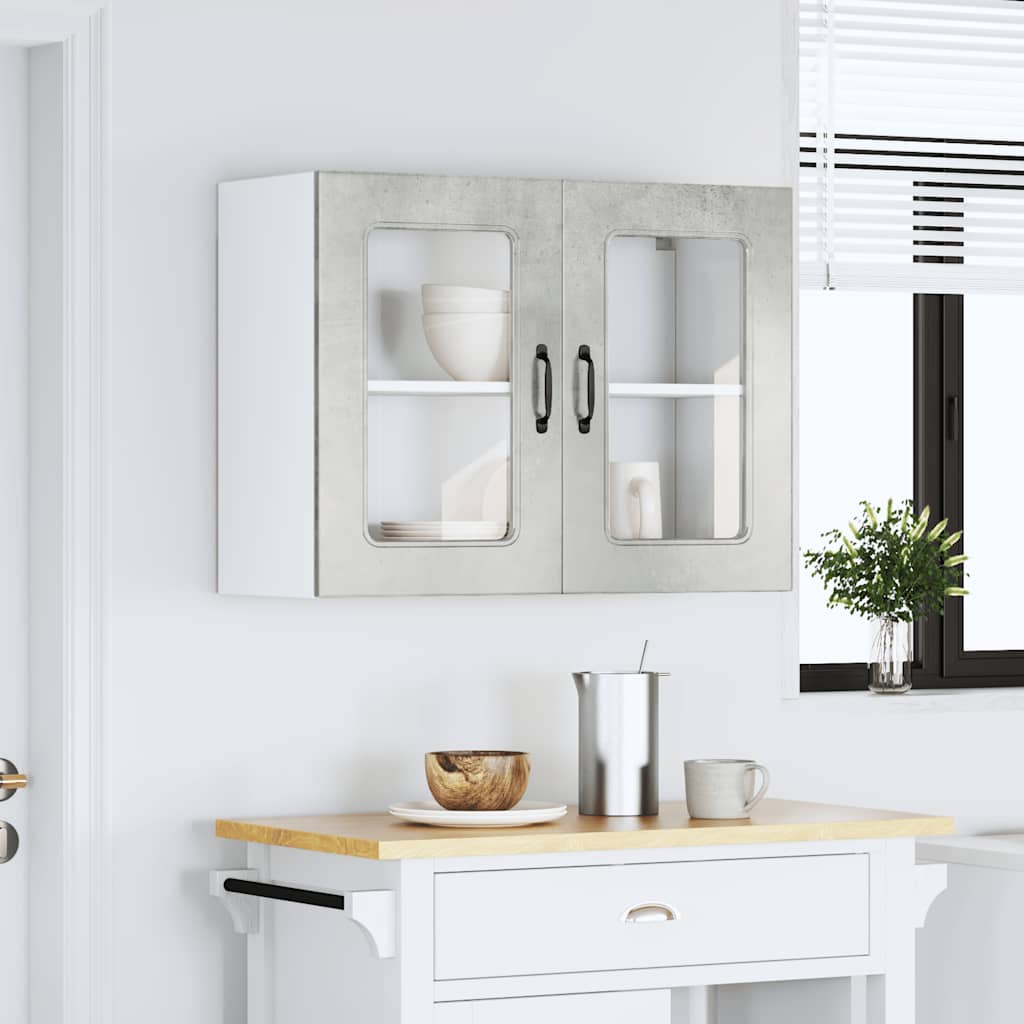 Kitchen Wall Cabinet with Glass Door "Kalmar" Concrete Grey