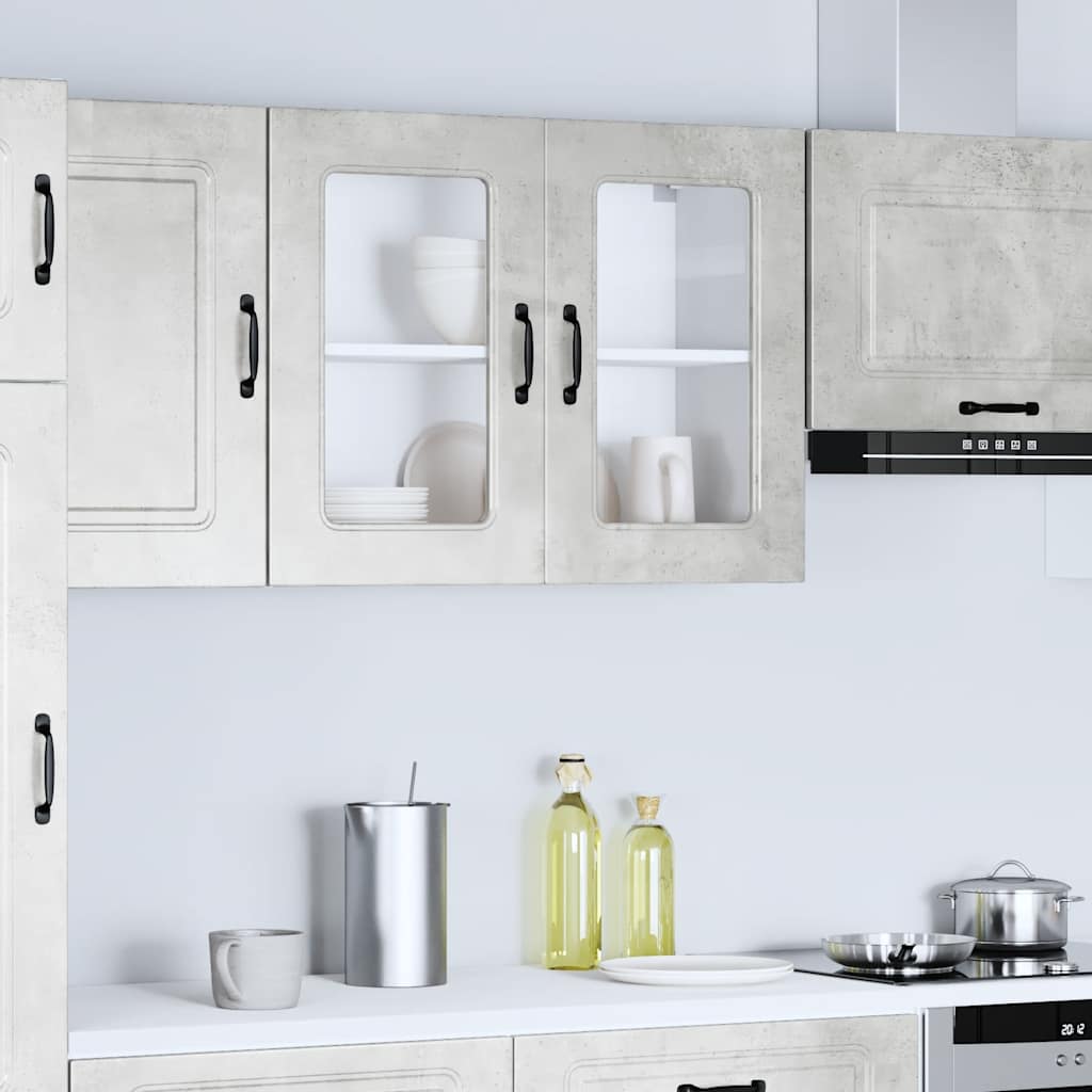 vidaXL Kitchen Wall Cabinet with Glass Door Kalmar Concrete Grey Engineered Wood