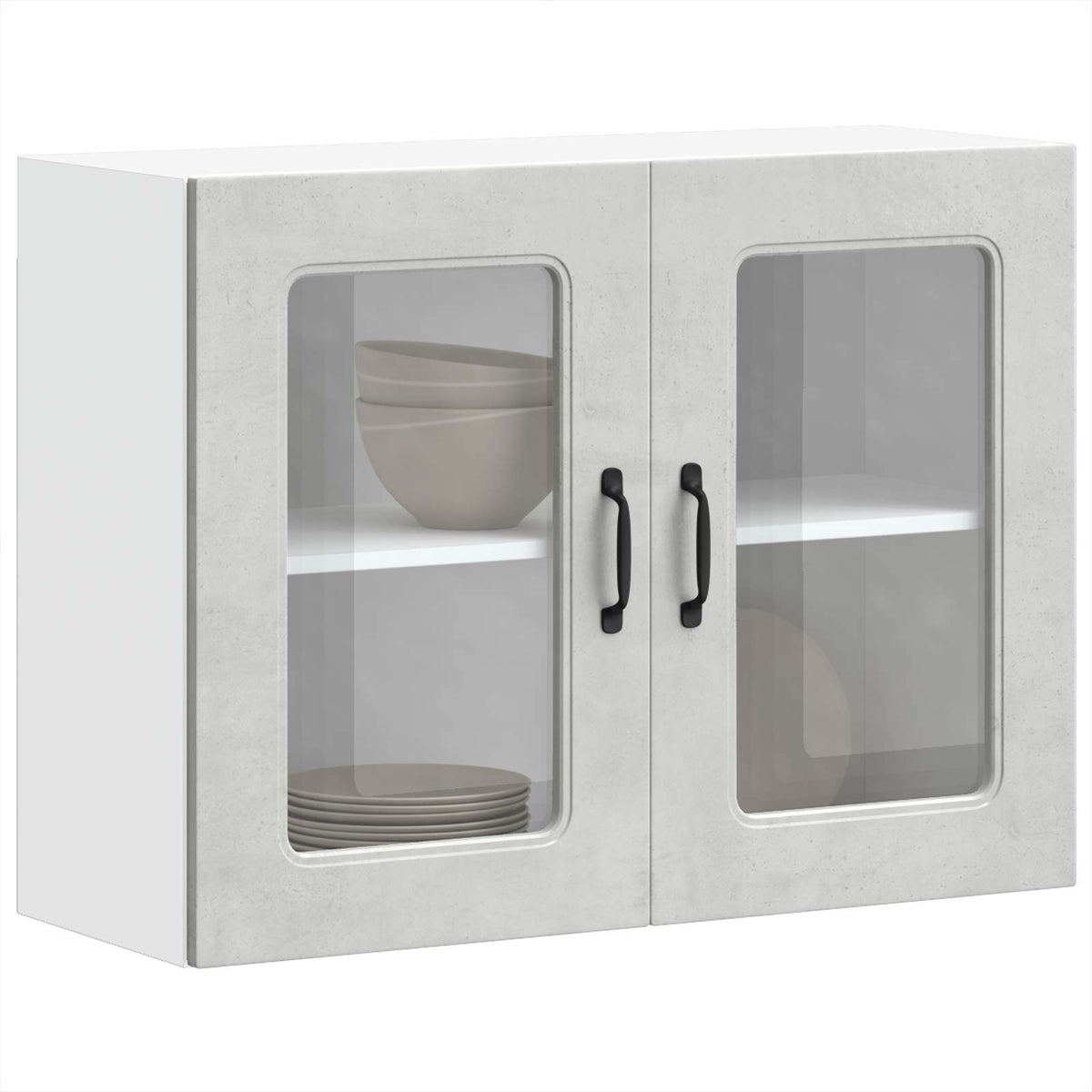Kitchen Wall Cabinet with Glass Door "Kalmar" Concrete Grey