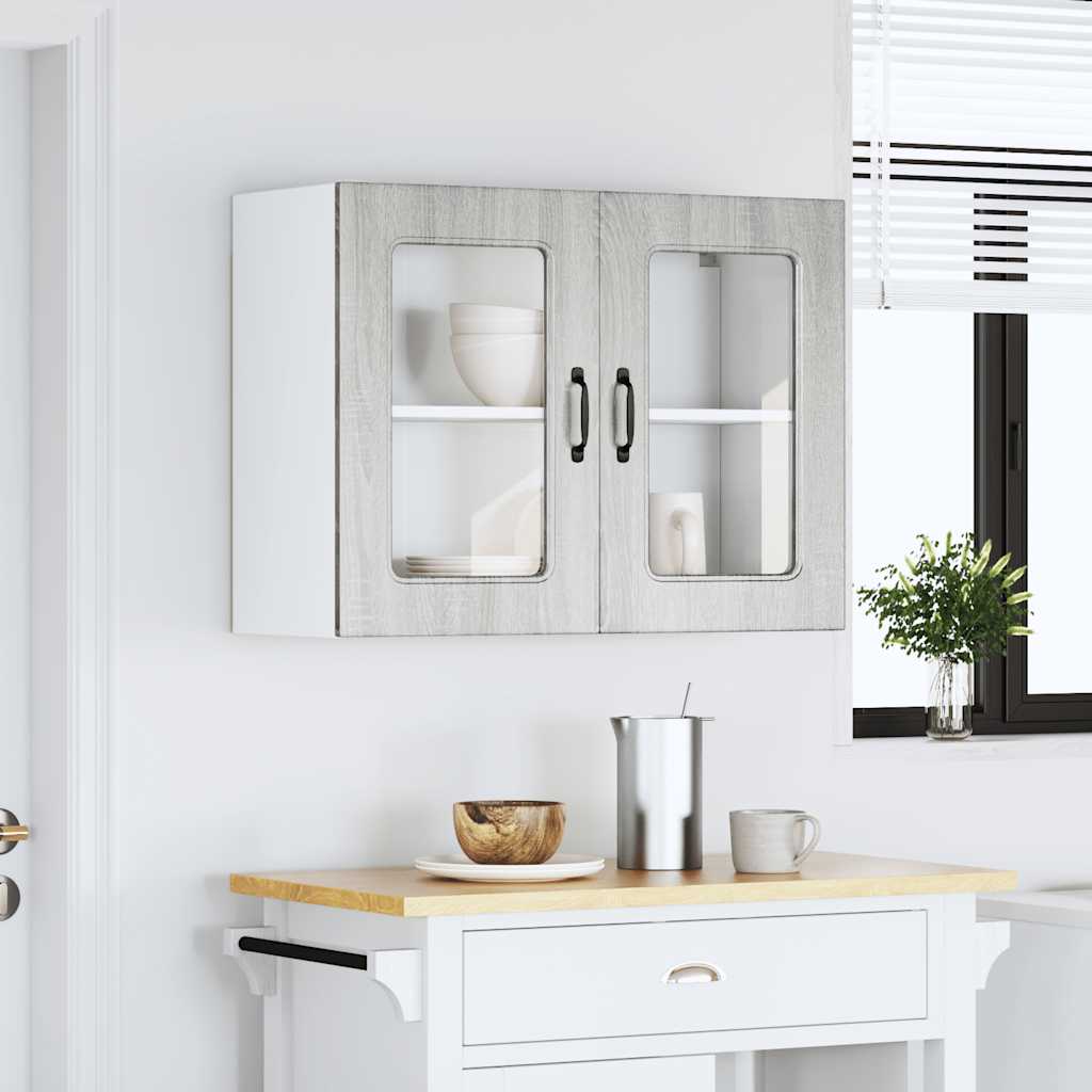 Kitchen Wall Cabinet with Glass Door "Kalmar" Grey Sonoma