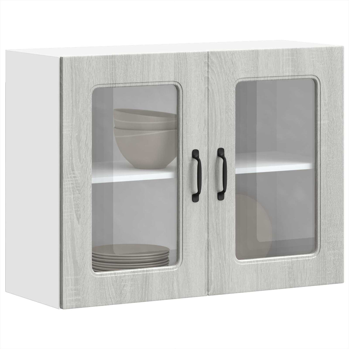 Kitchen Wall Cabinet with Glass Door "Kalmar" Grey Sonoma