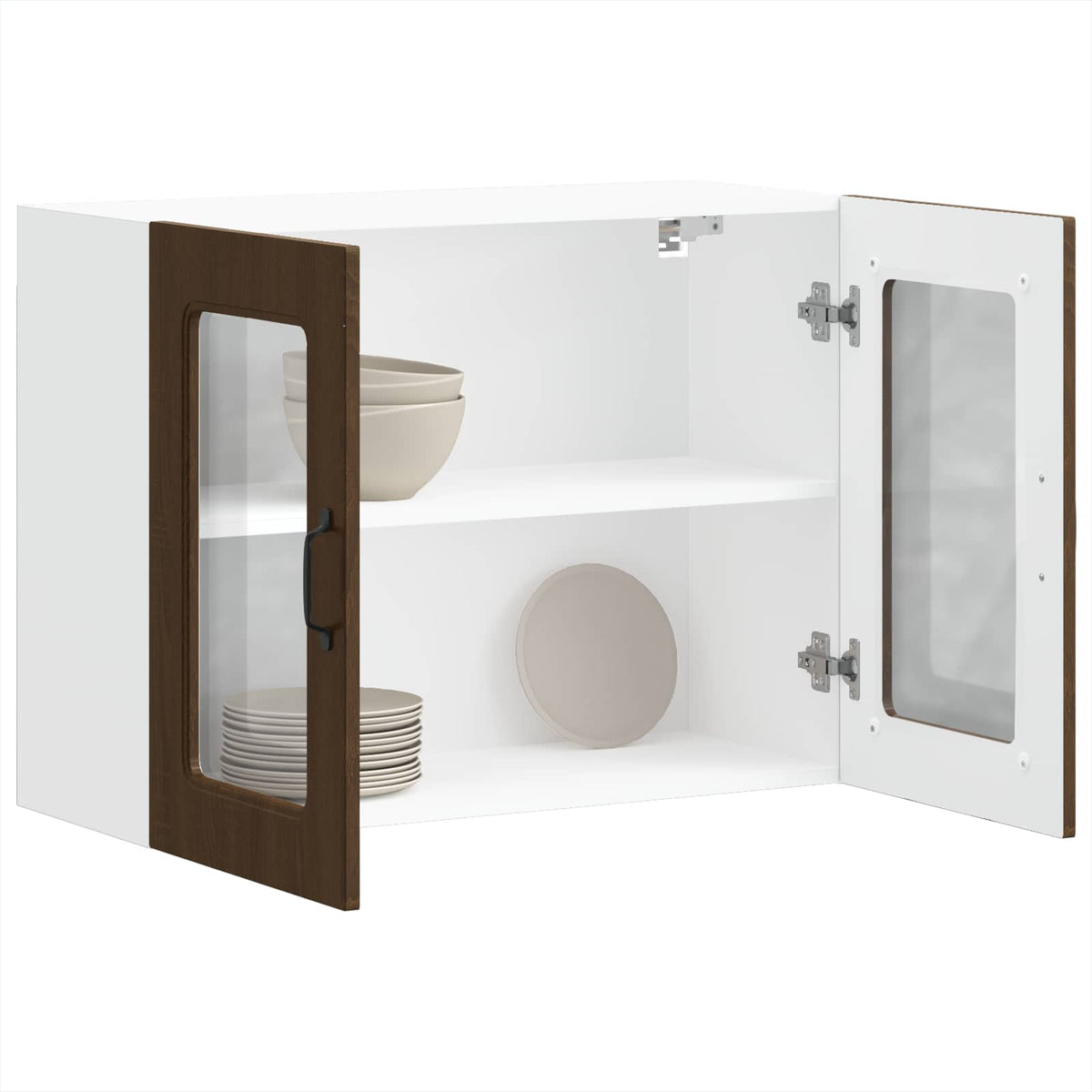 Kitchen Wall Cabinet with Glass Door "Kalmar" Brown Oak