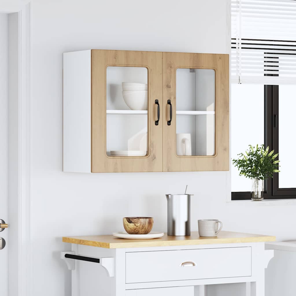 vidaXL Kitchen Wall Cabinet with Glass Door Kalmar Artisan Oak Engineered Wood