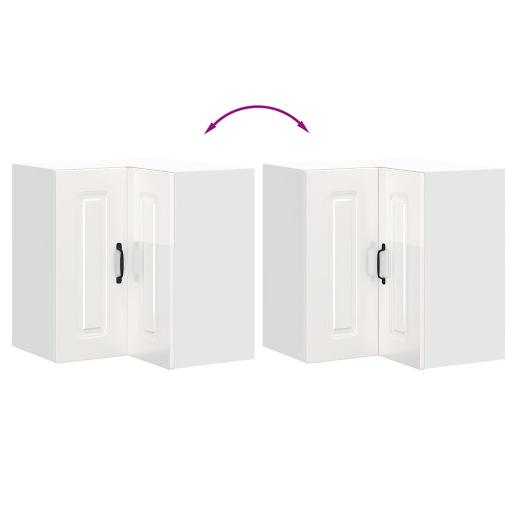 Kitchen Wall Corner Cabinet "Kalmar" High Gloss White