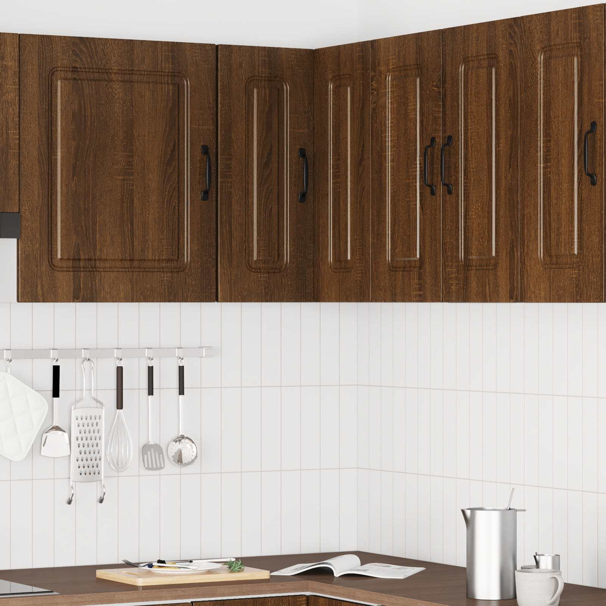 Kitchen Wall Corner Cabinet "Kalmar" Brown Oak Engineered Wood