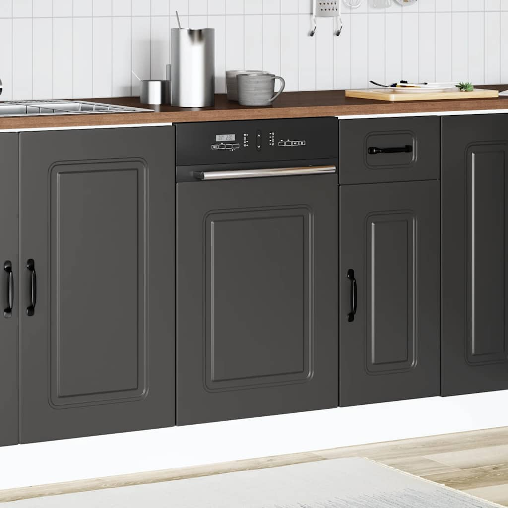 vidaXL Dishwasher Panel Kalmar Black 45x1.5x67 cm Engineered Wood