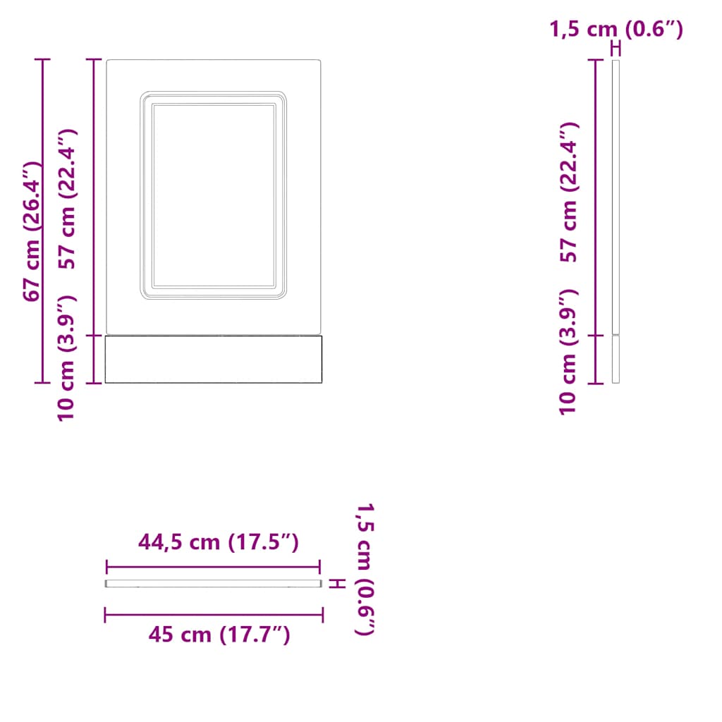 vidaXL Dishwasher Panel Kalmar Black 45x1.5x67 cm Engineered Wood