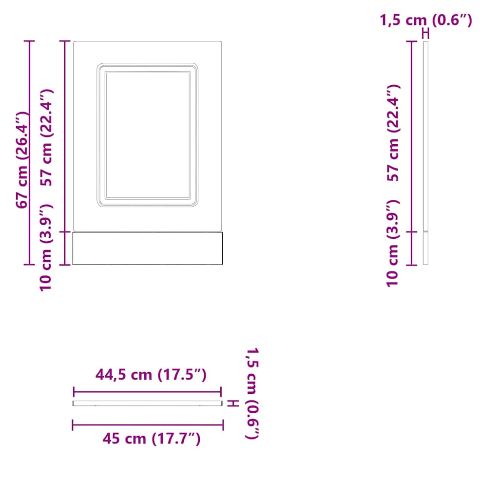 vidaXL Dishwasher Panel Kalmar Smoked Oak 45x1.5x67 cm Engineered Wood