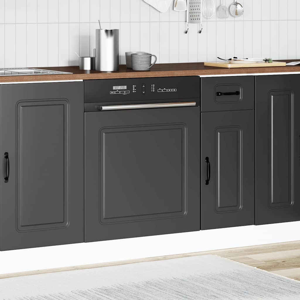 vidaXL Dishwasher Panel Kalmar Black 60x1.5x67 cm Engineered Wood