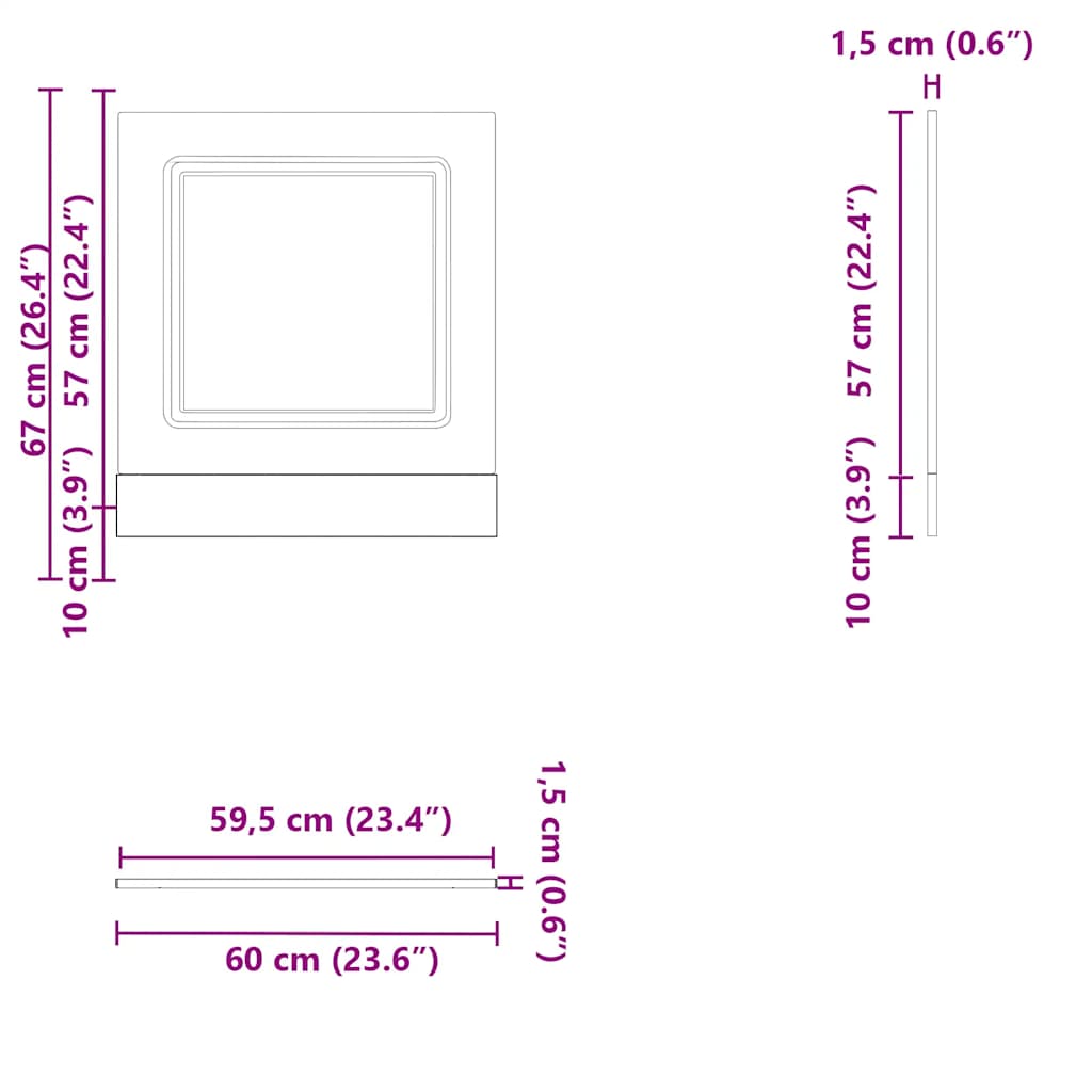 vidaXL Dishwasher Panel Kalmar High Gloss White 60x1.5x67 cm Engineered Wood