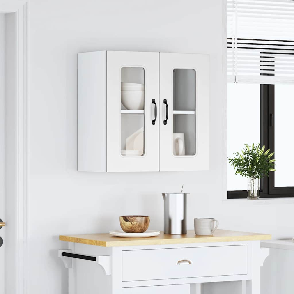 vidaXL Kitchen Wall Cabinet with Glass Door Kalmar White Engineered Wood