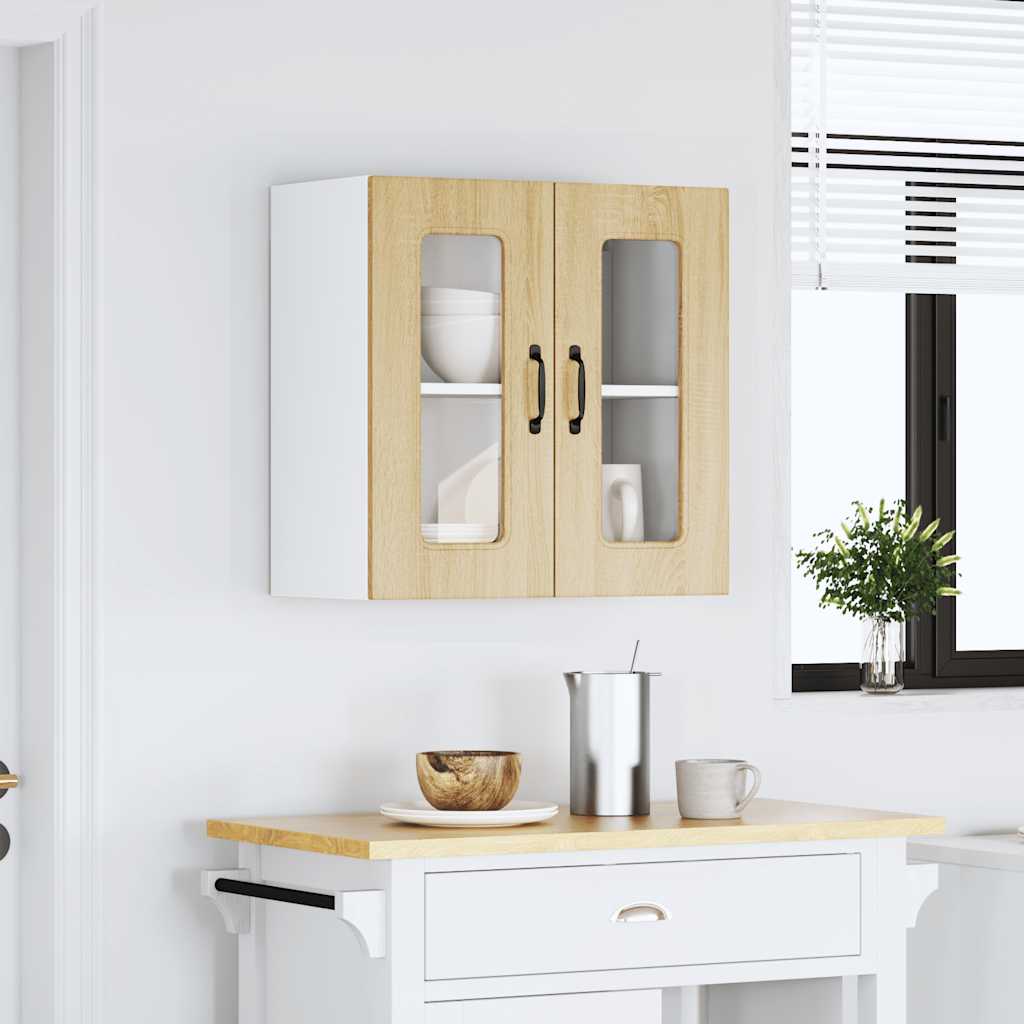 vidaXL Kitchen Wall Cabinet with Glass Door Kalmar Sonoma Oak Engineered Wood