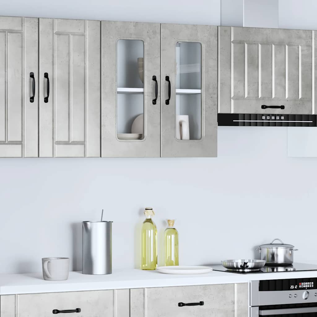 vidaXL Kitchen Wall Cabinet with Glass Door Kalmar Concrete Grey Engineered Wood