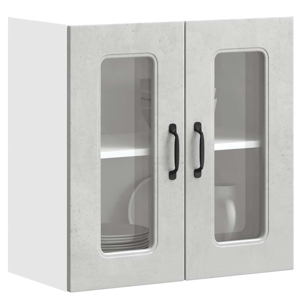 Kitchen Wall Cabinet with Glass Door "Kalmar" Concrete Grey