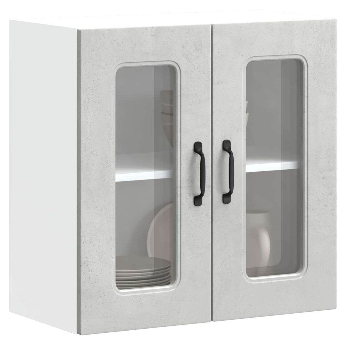 Kitchen Wall Cabinet with Glass Door "Kalmar" Concrete Grey