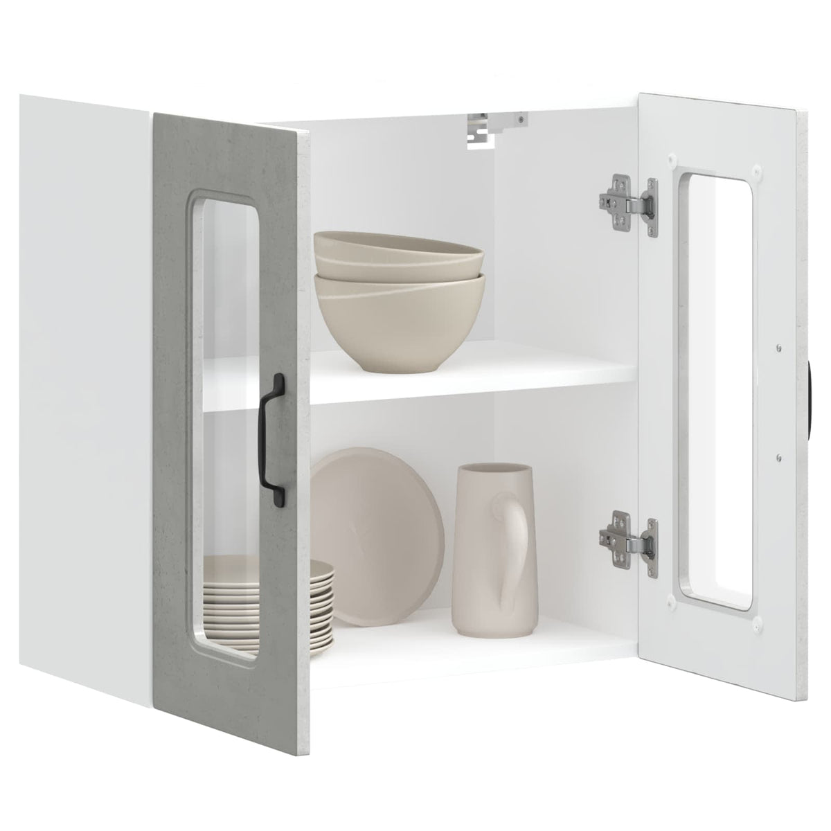 Kitchen Wall Cabinet with Glass Door "Kalmar" Concrete Grey