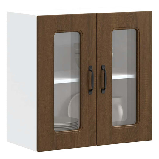 vidaXL Kitchen Wall Cabinet with Glass Door Kalmar Brown Oak Engineered Wood