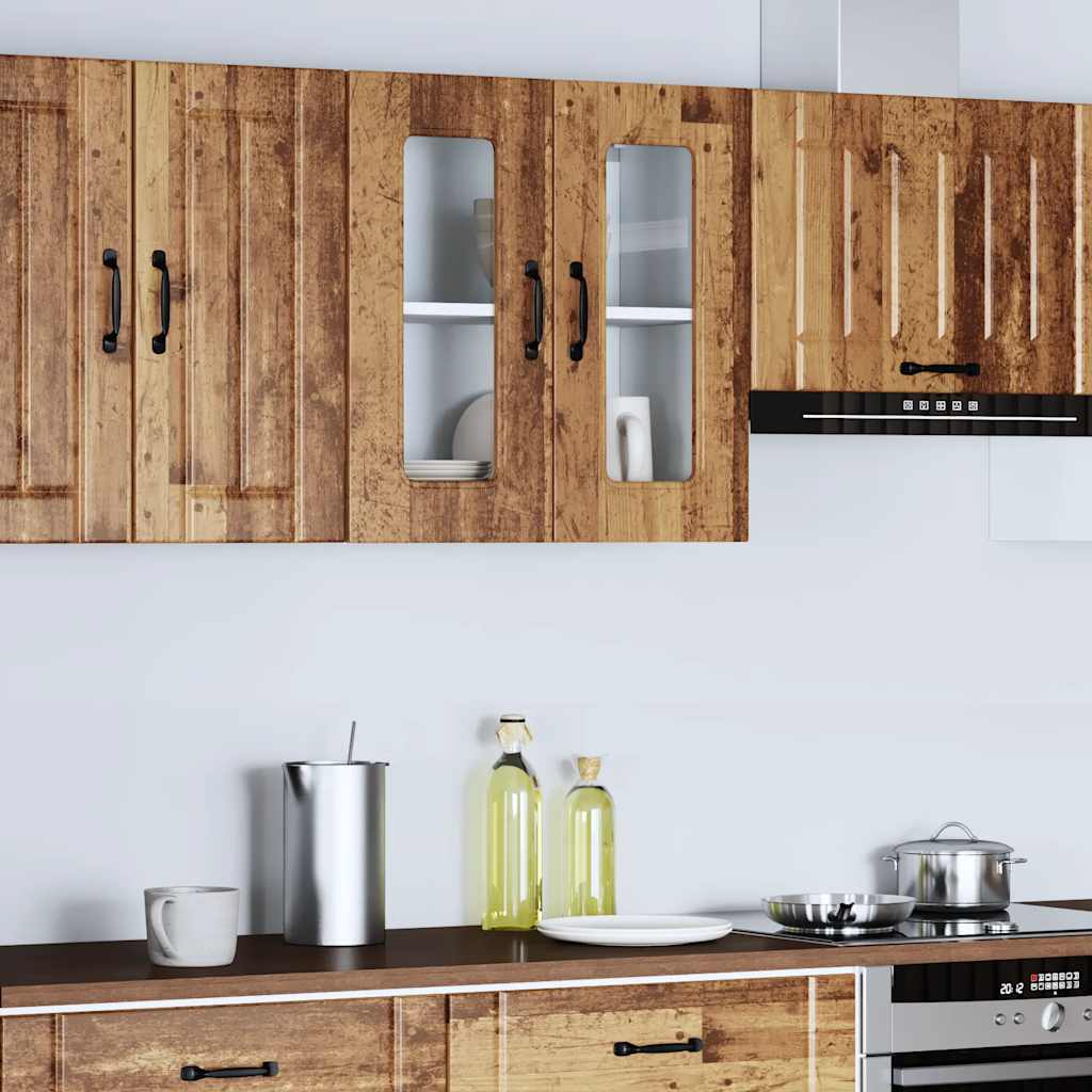 vidaXL Kitchen Wall Cabinet with Glass Door Kalmar Old Wood Engineered Wood