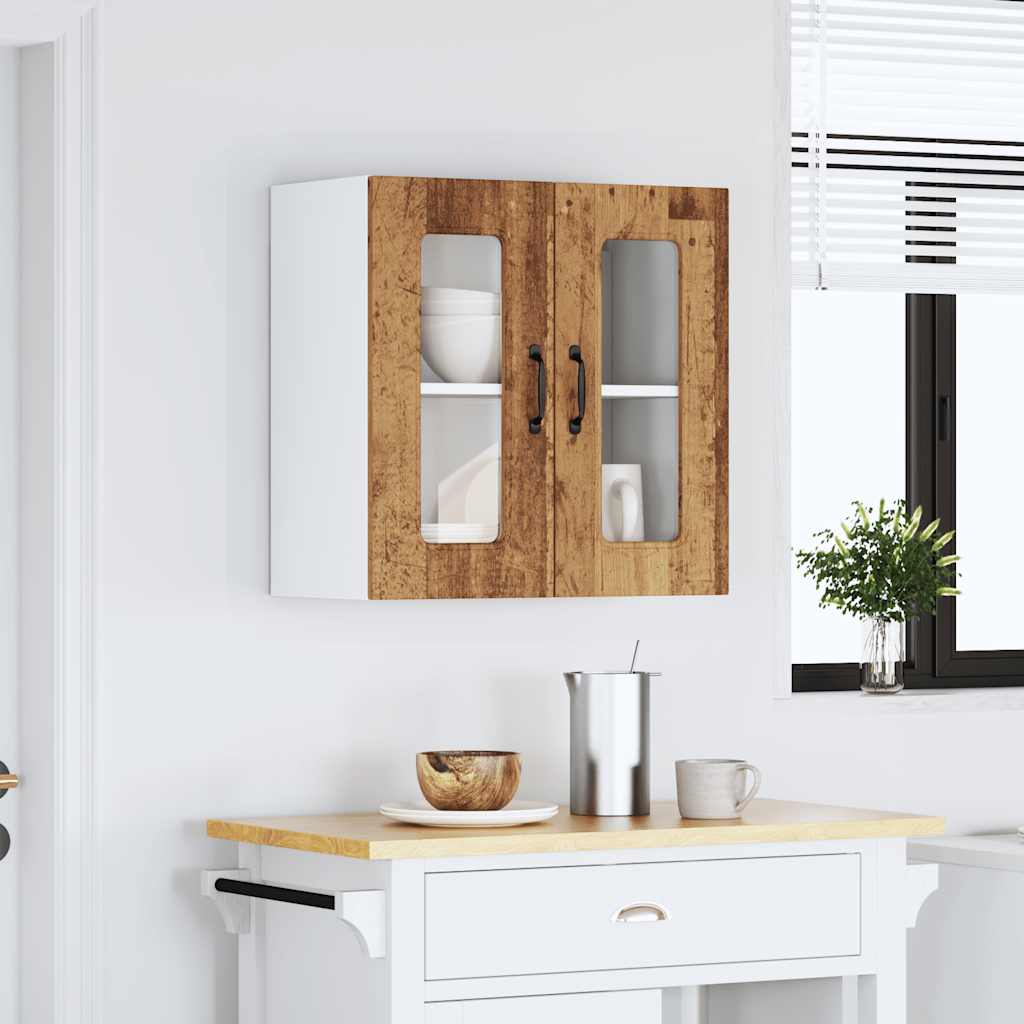 vidaXL Kitchen Wall Cabinet with Glass Door Kalmar Old Wood Engineered Wood