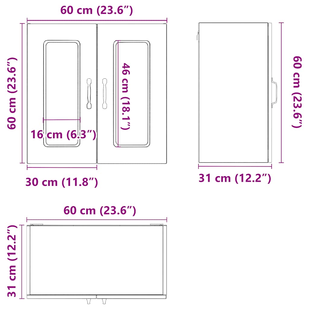 Kitchen Wall Cabinet with Glass Door "Kalmar" Artisan Oak