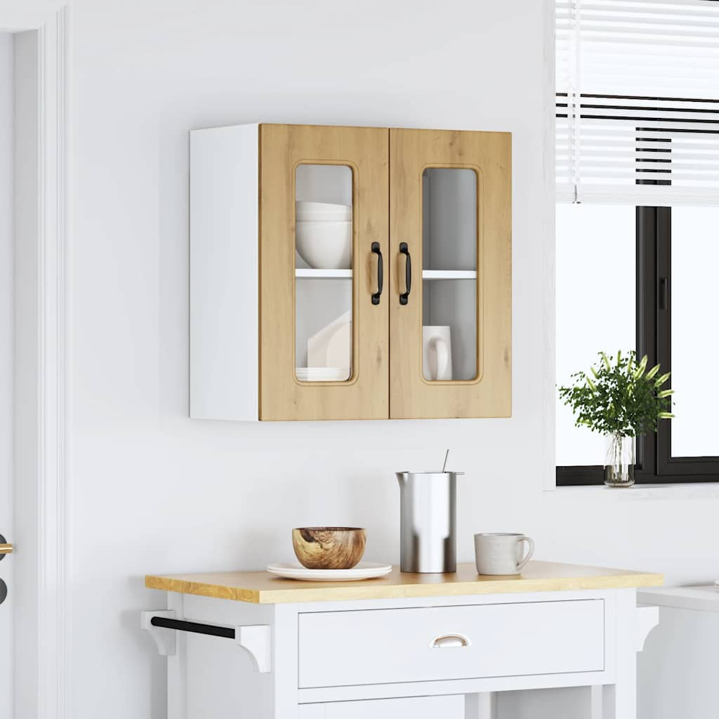 vidaXL Kitchen Wall Cabinet with Glass Door Kalmar Artisan Oak Engineered Wood