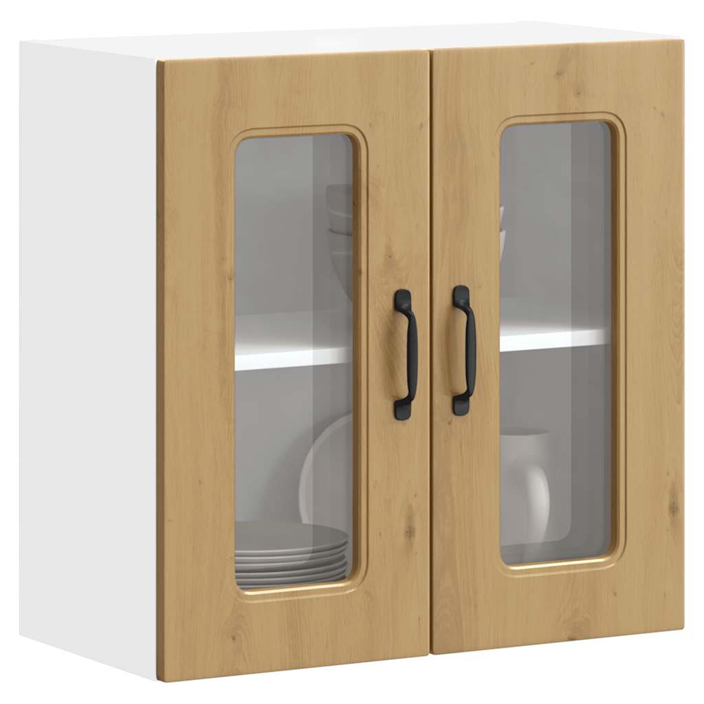 Kitchen Wall Cabinet with Glass Door "Kalmar" Artisan Oak