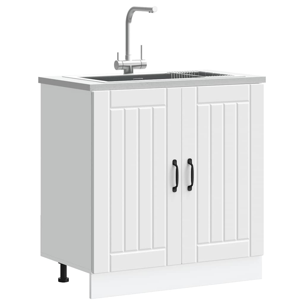 vidaXL Sink Base Cabinet Lucca White Engineered Wood