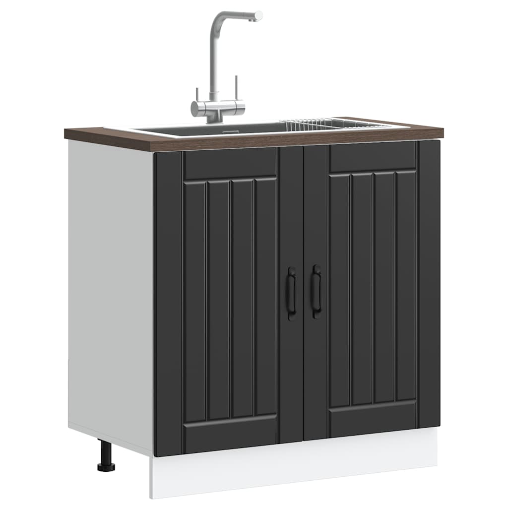 vidaXL Sink Base Cabinet Lucca Black Engineered Wood