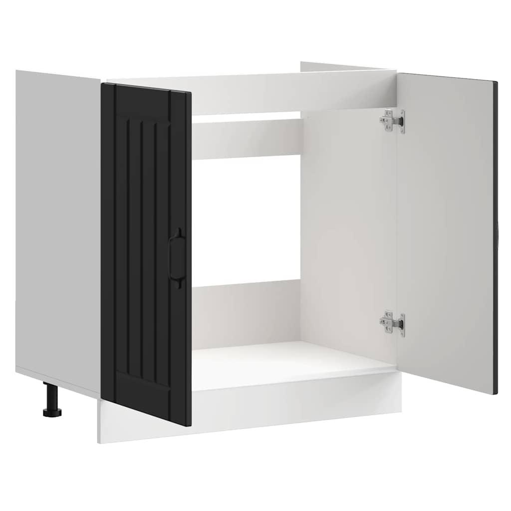 Sink Base Cabinet "Lucca" Black Engineered Wood