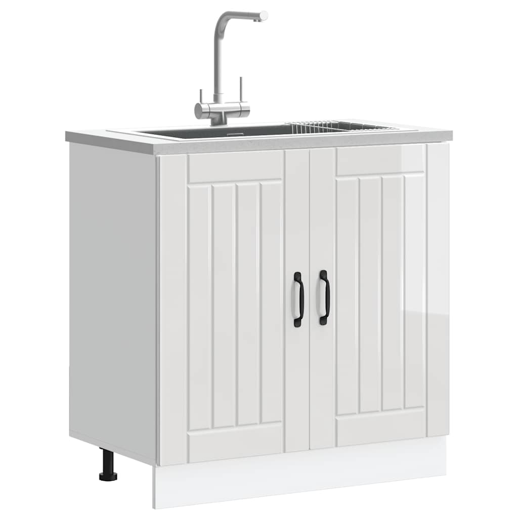 vidaXL Sink Base Cabinet Lucca High Gloss White Engineered Wood