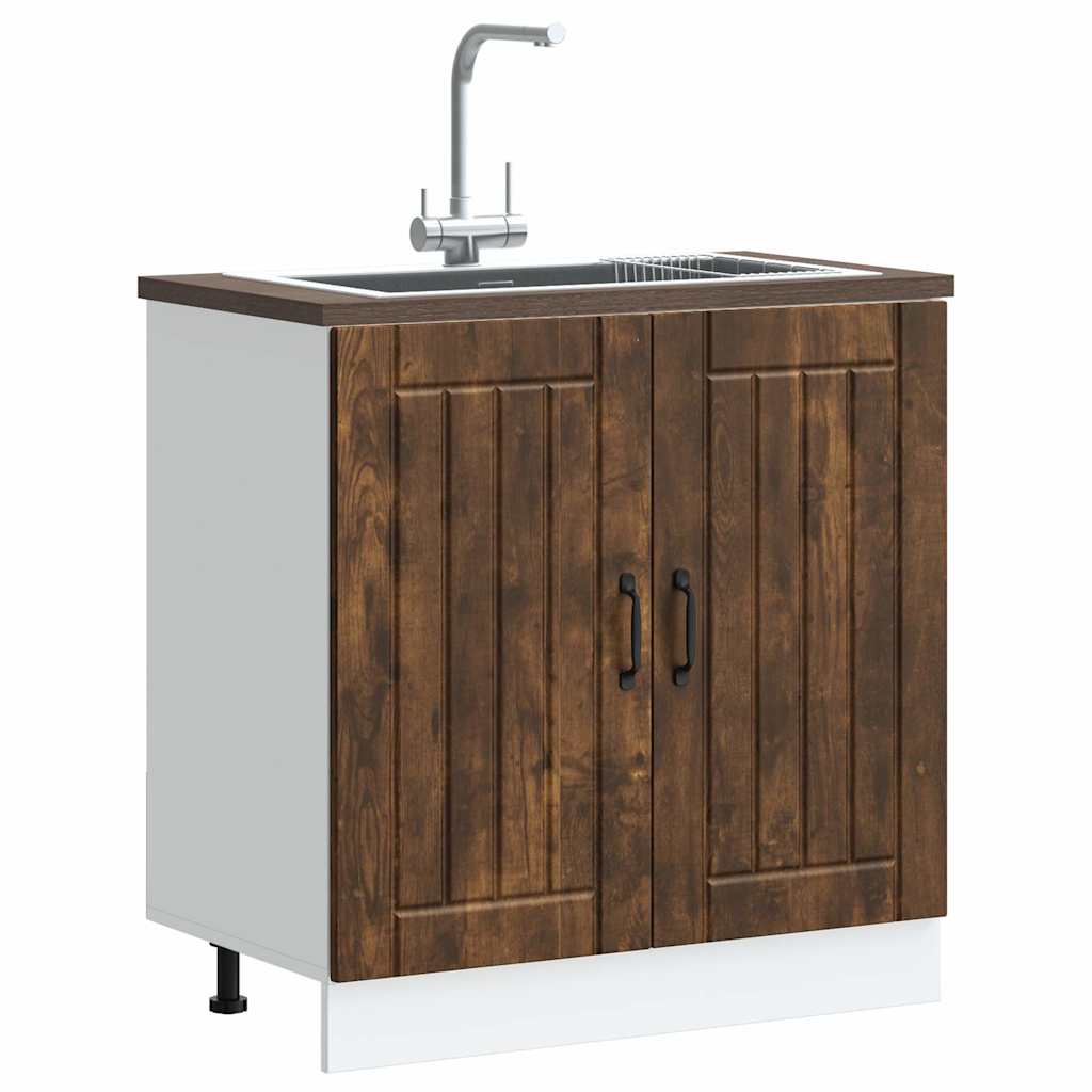 vidaXL Sink Base Cabinet Lucca Smoked Oak Engineered Wood