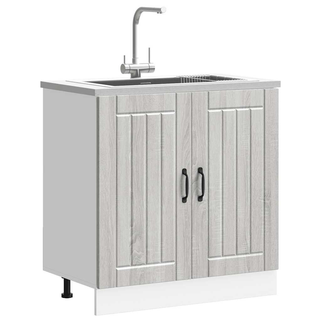 vidaXL Sink Base Cabinet Lucca Grey Sonoma Engineered Wood