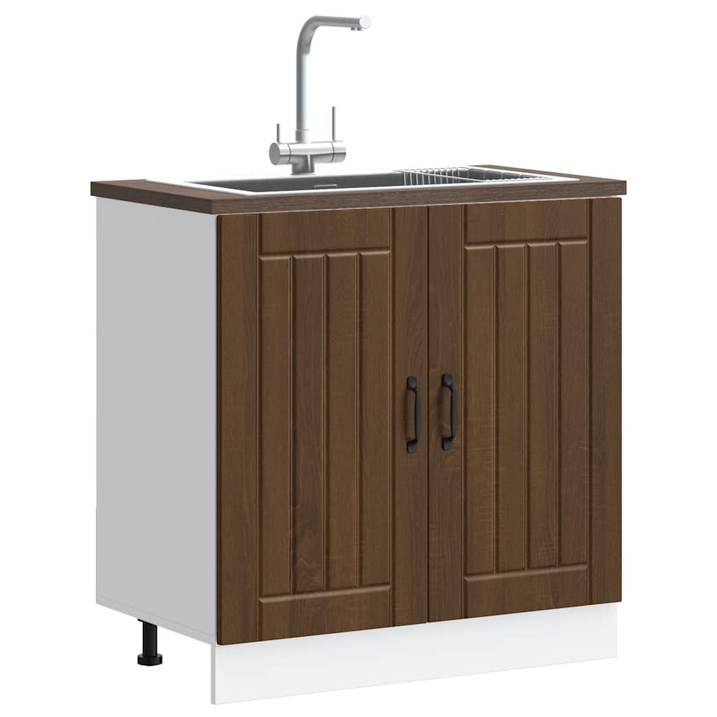 vidaXL Sink Base Cabinet Lucca Brown Oak Engineered Wood