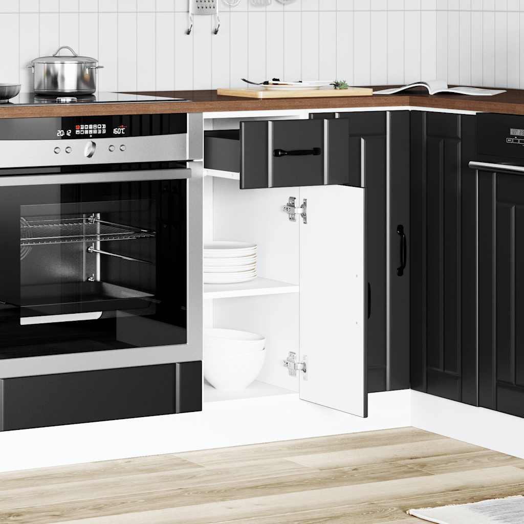 vidaXL Kitchen Base Cabinet Lucca Black Engineered Wood