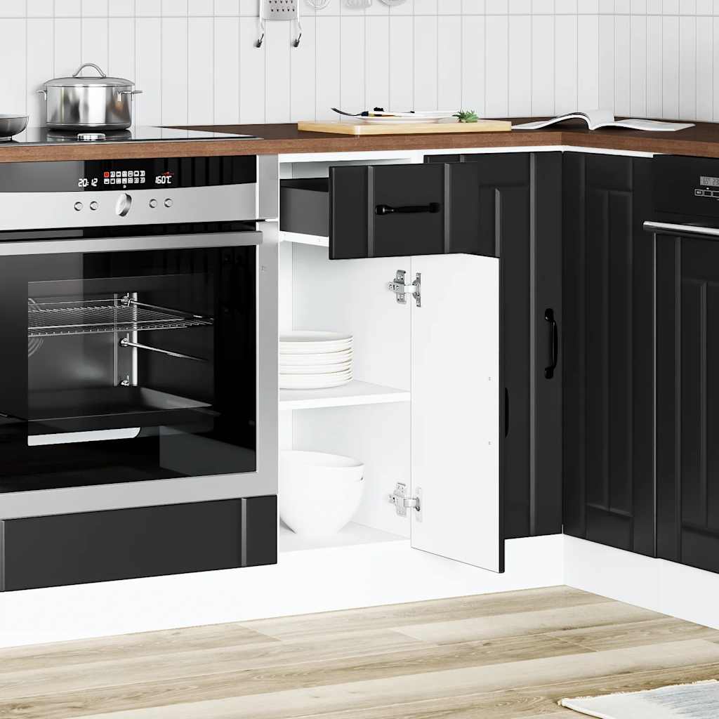 Kitchen Base Cabinet Lucca Black Engineered Wood