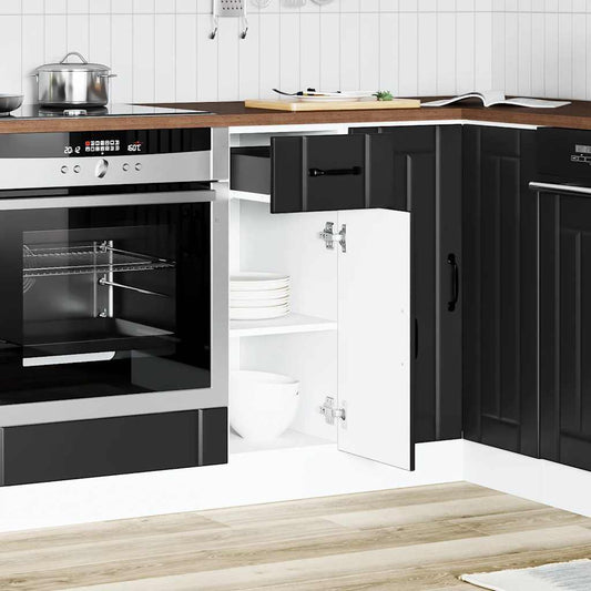 Kitchen Base Cabinet "Lucca" Black Engineered Wood