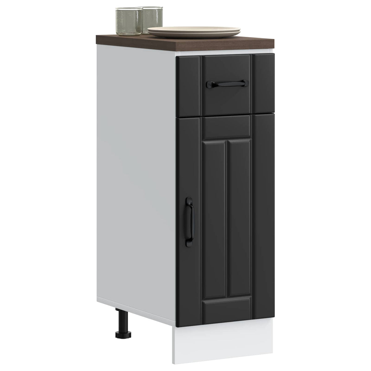 Kitchen Base Cabinet "Lucca" Black Engineered Wood