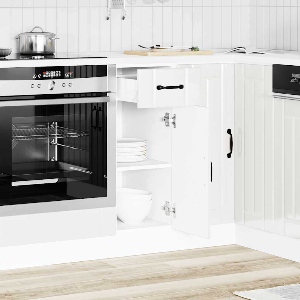 vidaXL Kitchen Base Cabinet Lucca High Gloss White Engineered Wood