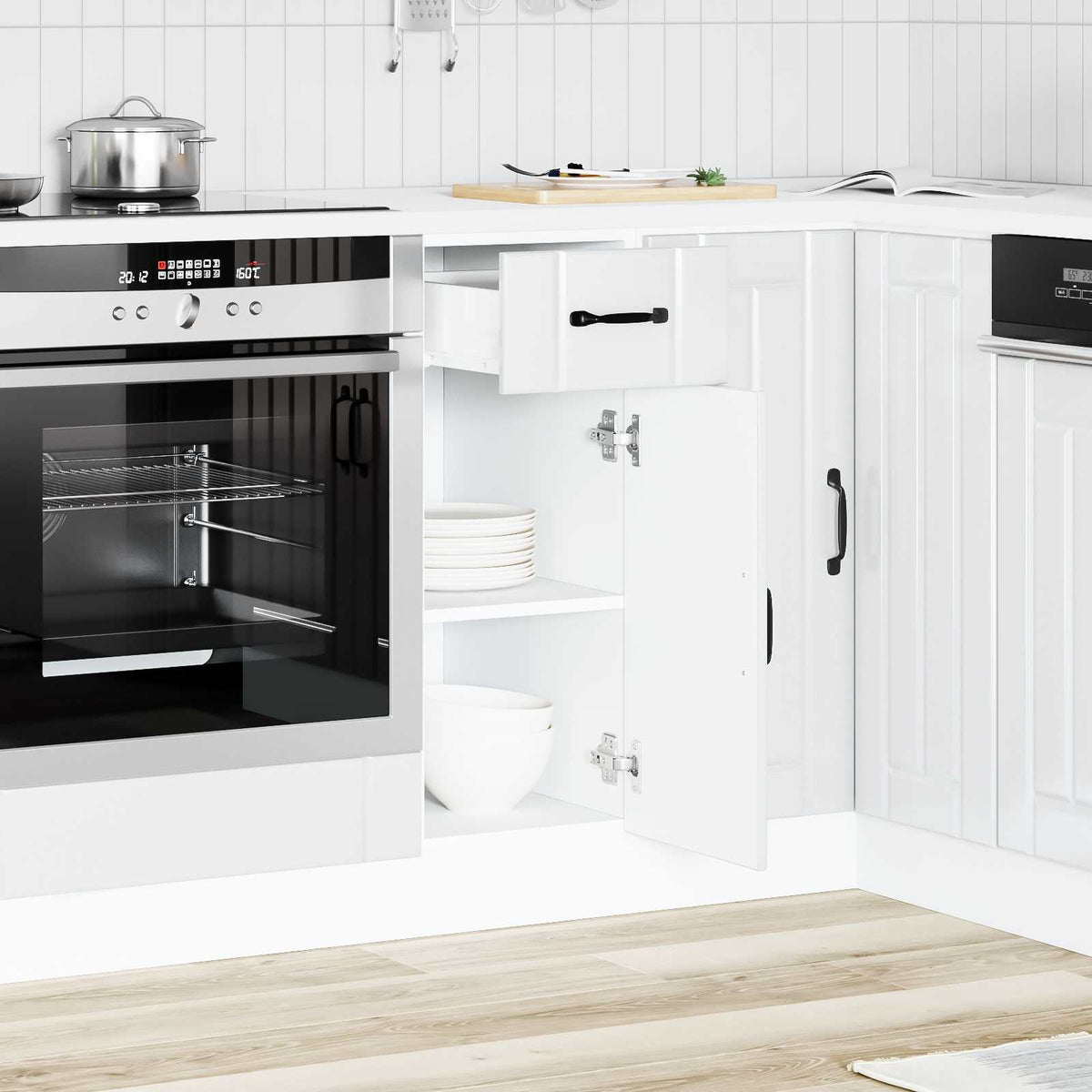 Kitchen Base Cabinet "Lucca" High Gloss White Engineered Wood