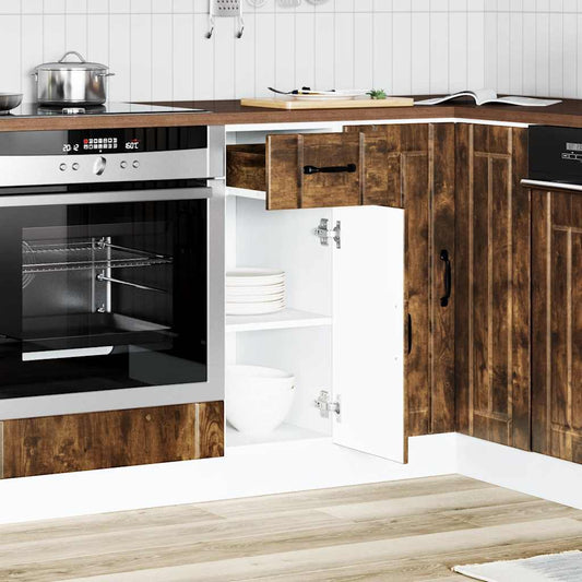 Kitchen Base Cabinet "Lucca" Smoked Oak Engineered Wood
