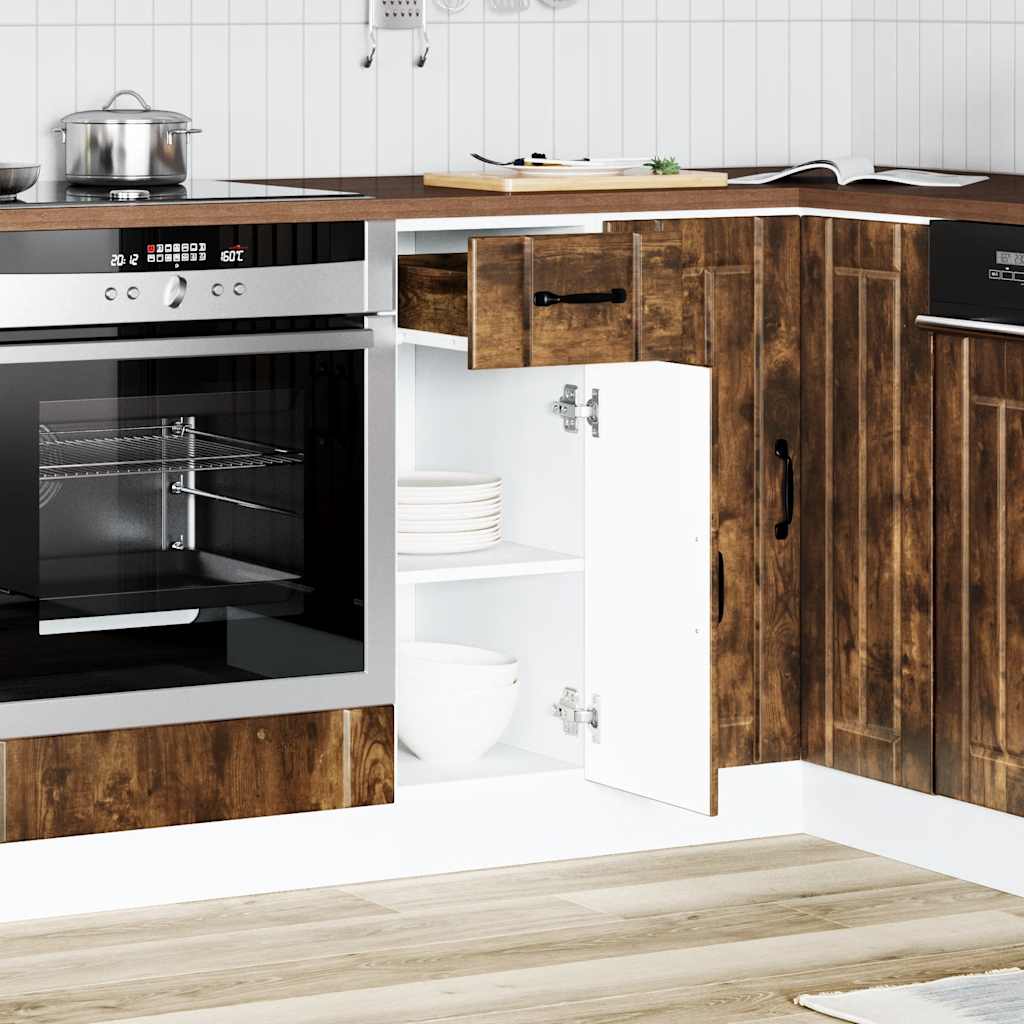 Kitchen Base Cabinet "Lucca" Smoked Oak Engineered Wood